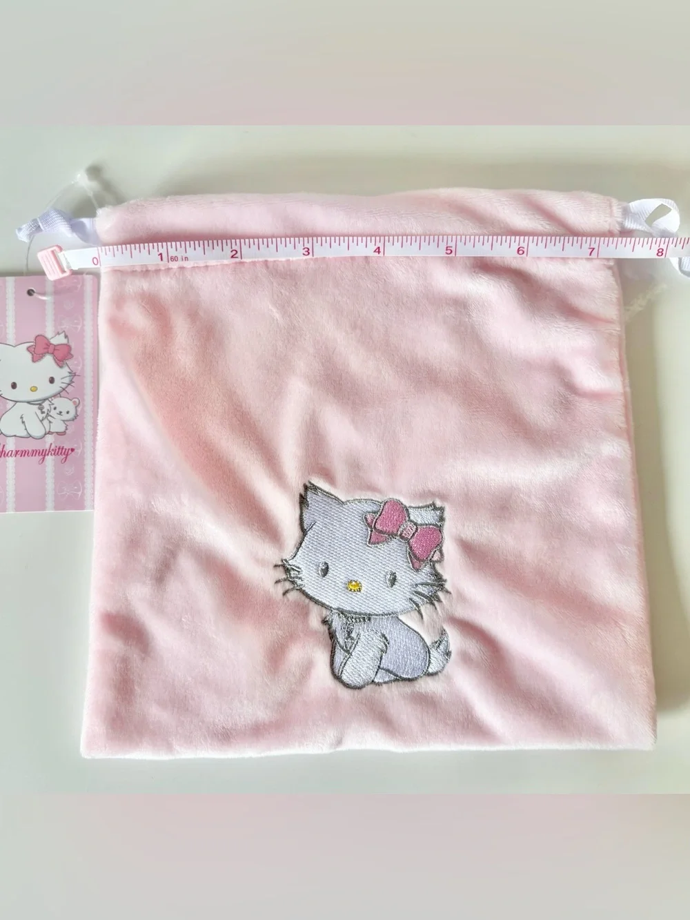 Charmmy Kitty Soft Pink Plush Drawstring Bag NWT Sanrio Japan Exclusive